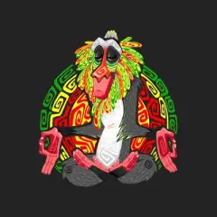 Men's Lion King Rafiki Geometric Rainbow  T-Shirt - Black - 1X Big Tall