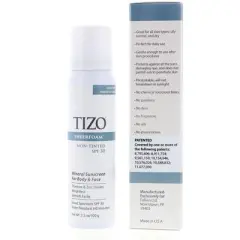 TIZO SheerFoam Suncreen Non-Tinted SPF30, 3.5 oz