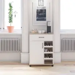 Canturbury Bar Cabinet with Beverage Shelves White - Room & Joy