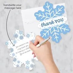 Big Dot of Happiness Blue Snowflakes - Shaped Thank You Cards - Winter Holiday Party Thank You Note Cards with Envelopes - Set of 12