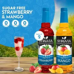 Syruvia Sugar Free Coffee Flavors Variety Pack: Strawberry & Mango 25.4 fl oz Syrup