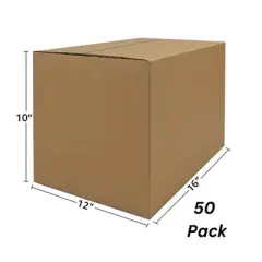 UOFFICE Bulk Pack of  50 Corrugated Boxes 16" x 12" x 10"
