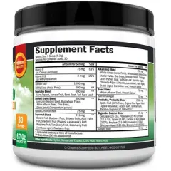 Super Greens Powder Superfood, Greens Powder + Probiotics Prebiotics, Digestive Enzymes + 43 Green Superfoods, Bioschwartz, 30 Servings