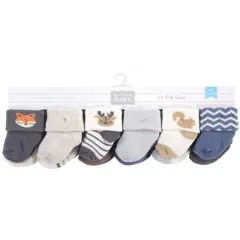 Hudson Baby Infant Boy Cotton Rich Newborn and Terry Socks, Boy Woodland, 0-3 Months