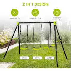 Triple Children Metal Safe Swing Set 440lbs for outdoor playground three seat