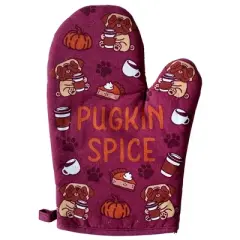 Pugkin Spice Oven Mitt Funny Fall Autumn Pumpkin Spice Latte Dog Love Pug Kitchen Glove - Crazy Dog Bakeware For Dog Lovers