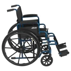 Drive Medical Blue Streak Wheelchair - 20&Prime; Seat, Flip-Back Desk Arms, Swing-Away Footrests