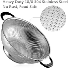 18/8 Stainless Steel Colander, Easy Grip Micro-Perforated 5-Quart Colander, Strainer with Riveted and Heat Resistant Handles