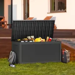 INFURNIC Deck Boxes, Outdoor Patio Storage Box with Large Storage Capacity for Storage Patio Furniture Garden Tools, Black, 67.7"*32.2"*33.6"