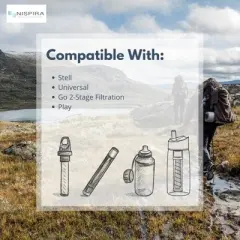 Nispira Carbon Water Filter Replacement Compatible with Lifestraw Go Series, Lifestraw Steel, Lifestraw Universal Water Bottle, 2 Packs