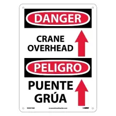 National Marker Danger Signs; Crane Overhead (Graphic) Bilingual 14X10 .040 Aluminum ESD673AB