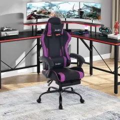 FDW Gaming Chair Racing Desk Chair with Footrest Lumbar Support Headrest Armrest Task Rolling Swivel Adjustable PC Gamer Chair