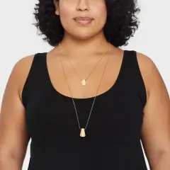 Rectangle Pendant Multi-Strand Necklace - A New Day&trade; Gold: Brass Cord with Lobster Claw Clasp, 20" Length, 3" Extender