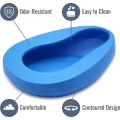 DMI Bedpan for Bariatric Adults with No Spill or Splash Design, FSA/HSA Eligible, Blue