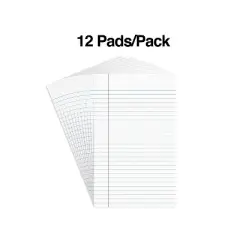 Staples Notepads 5" x 8" Narrow White 50 Sh./Pad 12 Pads/PK TR57330/18600