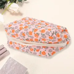 Unique Bargains Women Portable Rose Flower Makeup Bag 1 Pc