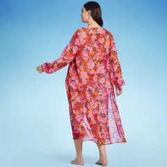 Women's Long Sleeve Open-Front Maxi Cover Up - Shade & Shore&trade; Multi Floral Print