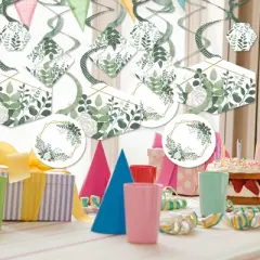 Big Dot of Happiness Boho Botanical - Greenery Party Hanging Decor - Party Decoration Swirls - Set of 40