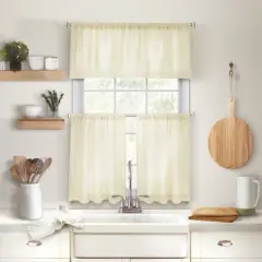Cameron Linen Rod Pocket Kitchen Window Valance - 60" x 15" - Elrene Home Fashions