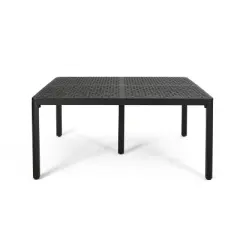 GDFStudio Dinah Outdoor Cast Aluminum Square Dining Table with Woven Accents