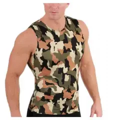 Insta Slim Activewear Sleeveless Crew-Neck 3TAT0N1 Camo Print Size XL