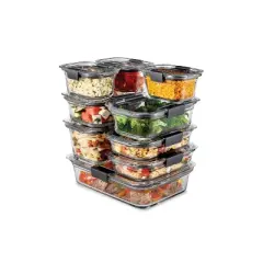 Rubbermaid Brilliance 18pc Glass Food Storage Container Set: Clear, Microwave & Dishwasher Safe, Includes Lids, 1-Year Warranty