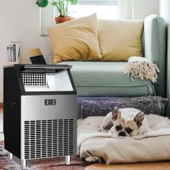 Kismile Commercial Ice Maker 48-lb Ice Storage 265-lbs. Ice Per day Cubed Ice Machine ( Stainless Steel )