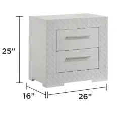 Blanca Modern Style 2-Drawer Night stand Made with Wood in White