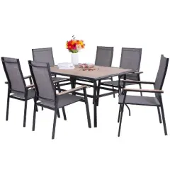 7pc Patio Set with Steel Table & Aluminum Frame Sling Chairs - Captiva Designs