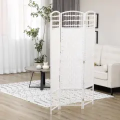 HOMCOM Room Divider, Folding Privacy Screen, 5.6' Room Separator, Wave Fiber Freestanding Partition Wall Divider