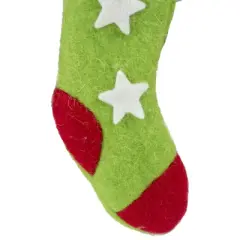 Tii Collections 9.5" Green and Red Stars Felt Christmas Stocking Ornament