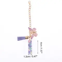Unique Bargains Heart Sequin Letter I Butterfly Tassel Water Cup Pendant Purple 1 Pc