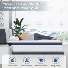 JOYRACER 12" Medium Firm Pillow Top Cooling Gel Hybrid Mattress With Certipur-US Certified Foam