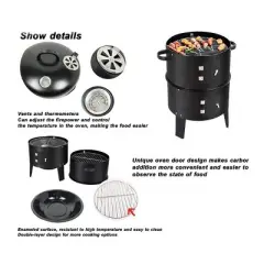 Kumasinova Outdoor Double-Layer Grill, Charcoal Wood-Fired Braising and Smoking Stove, Oil-Fume Free Vertical Charcoal Design
