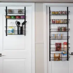 Home-Complete Over The Door Black Organizer 9-Tier Hanging Wall Organizer: Metal Kitchen Storage, 74" Height, 17.7" Depth