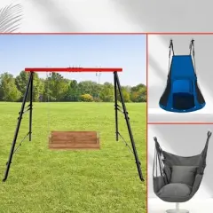 DSVIMOY Play and Swing Sets, Swing Sets for Backyard, Outdoor Porch Swing Frame, Hammock Chair Stand Only, Black, 43.31"*7.08"*5.51"