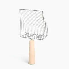 Paco & Pepper Unscented Waste Cat Litter Scoop with a Base Holder - Metallic Silver