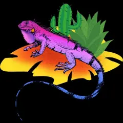 Junior's Design By Humans Colorful Desert Iguana and Cactus By bambino T-Shirt