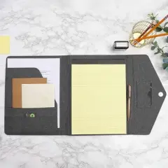 Paper Junkie Professional Legal Notepad Portfolio, Grey Folio Notebook for Office Business Work, Pad Holder Folder Organizer for Documents (12.5x10)