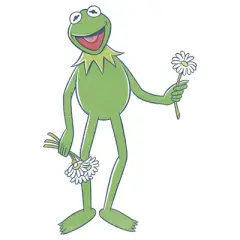 Men's The Muppets Kermit Flower Bouquet  T-Shirt - White - 1X Big Tall