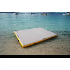 Swim Central 10-FT Inflatable White and Yellow Private Solstice Drop Stitch Lake Dock