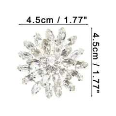 Unique Bargains Women's Rhinestone Shoe Buckle 1.77"x1.77" Silver Tone 2 Pcs