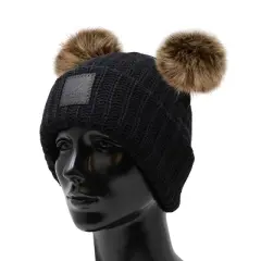 Arctic Gear Youth Winter Hat Cotton Cuff Hat with Double Poms