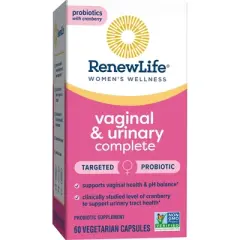 Renew Life Women&rsquo;s Wellness Vaginal & Urinary Complete Probiotic with Cranberry, 60 Capsules