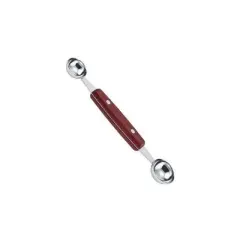 Winco Double Melon Baller, Stainless Steel with Wooden Handle, 7"