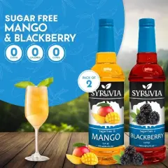 Syruvia Sugar Free Coffee Flavors Variety Pack: Blackberry & Mango 25.4 fl oz Syrup