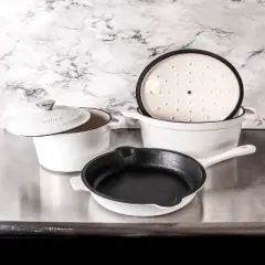 BergHOFF Neo 5Pc Cast Iron Cookware Set, 3Qt Covered Dutch Oven, 5Qt Covered Stock Pot, & 10" Fry Pan