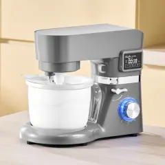 VEVOR Ice Cream Maker, 1.8 Qt. Capacity, 6-Speed Electric Stand Mixer, with LED Digital Display & Timer, Mixing Paddle, Dough Hook, Grey
