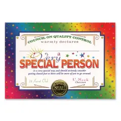Beistle Very Special Person Certificate, 5" x 7", (6/Pkg) Multicolored