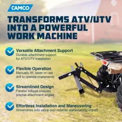 Camco Black Boar ATV/UTV Implement Extra Strong Outside Vehicle Manual Lift Supportive Attachment Accessory